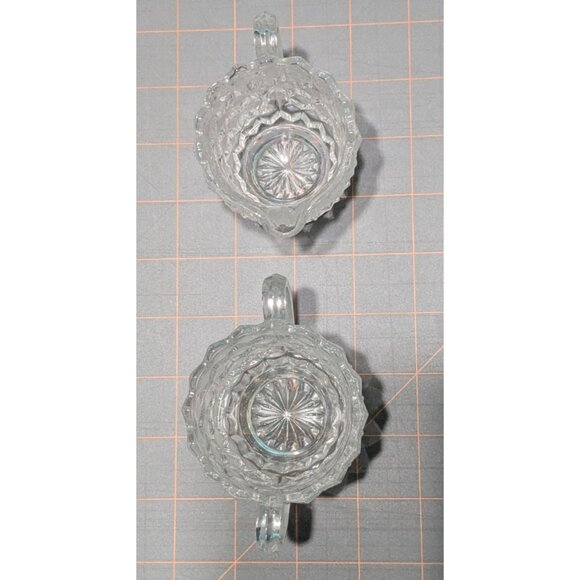 Vintage Fostoria American Clear Glass Cream & Sugar Set - Picture 2 of 12